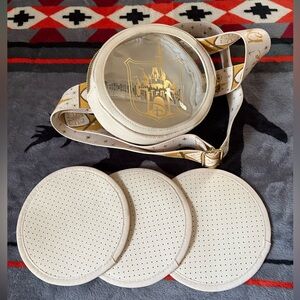 DISNEY PARKS OFFICIAL GOLD CASTLE PIN TRADER BAG WITH STRAP